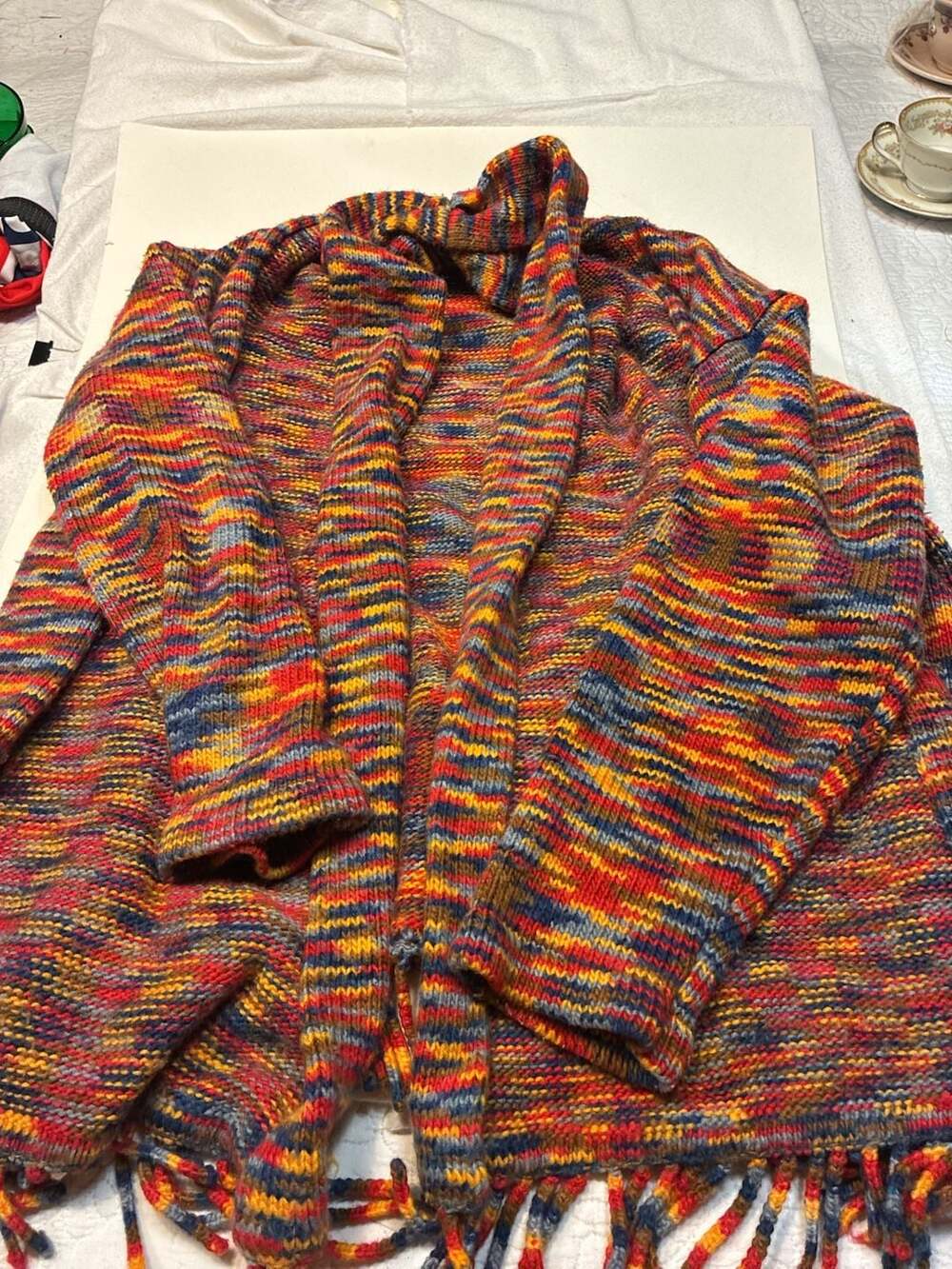 Vintage Units Multicolor Striped Open Front Cardigan